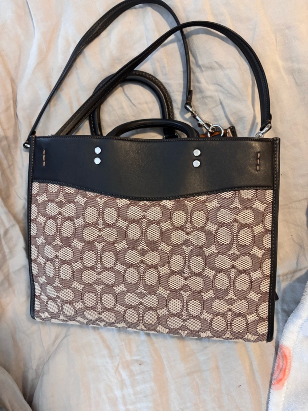 Designer-Style Brown Monogram Tote Bag